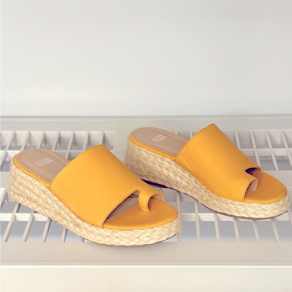 NIB Eileen Fisher Tarry Toe Loop Espadrille Wedge Slide Sandal Mango Size 9.5‎ - Picture 5 of 10